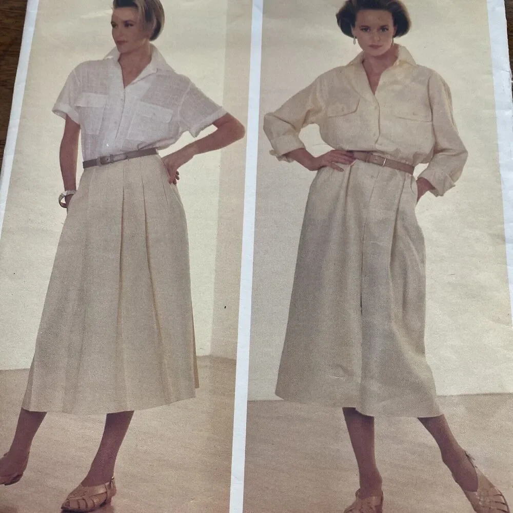 Vtg Vogue Sewing Pattern 1320 American Designer Shirtdress Calvin Klein Size 10